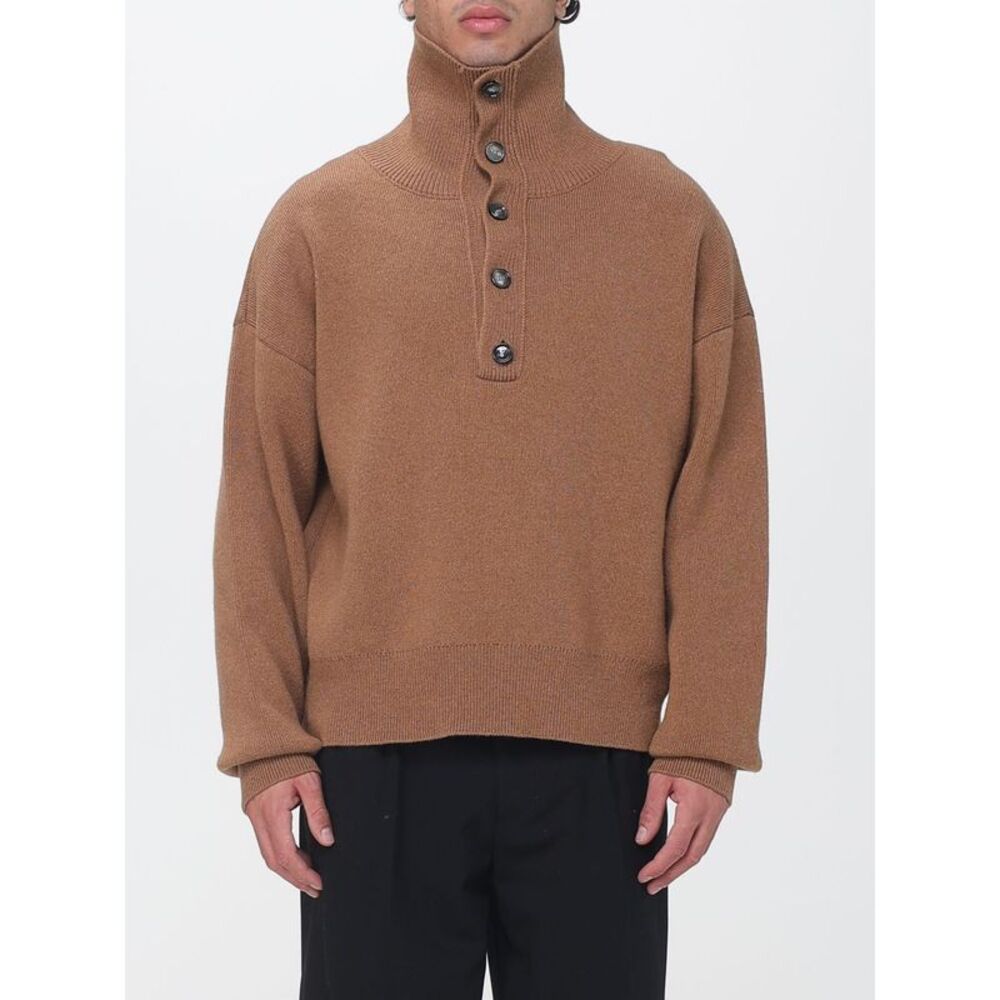 Ami Paris Men Ami Paris High Neck Wool Jumper With 4-Button Placket